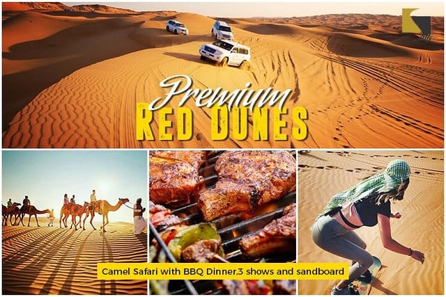 Premium Red Dunes & Camel Safari with BBQ Dinner,3 shows and sandboard